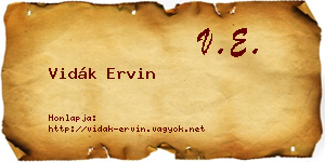 Vidák Ervin névjegykártya